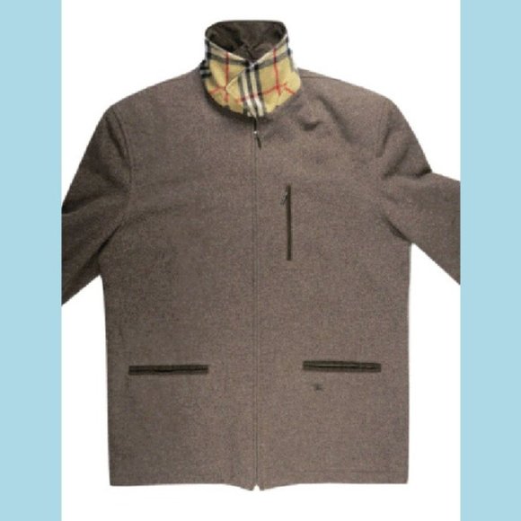 Burberry Mens Coat 6 L ? Short Jacket Nova Check Wool Tweed Fashion Vintage - Picture 1 of 12